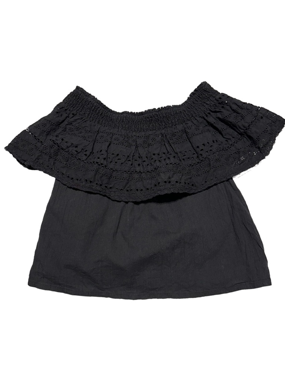 Y2K SOFIA JEANS Off Shoulder Eyelet Lace Peasant Boho Coquette Top